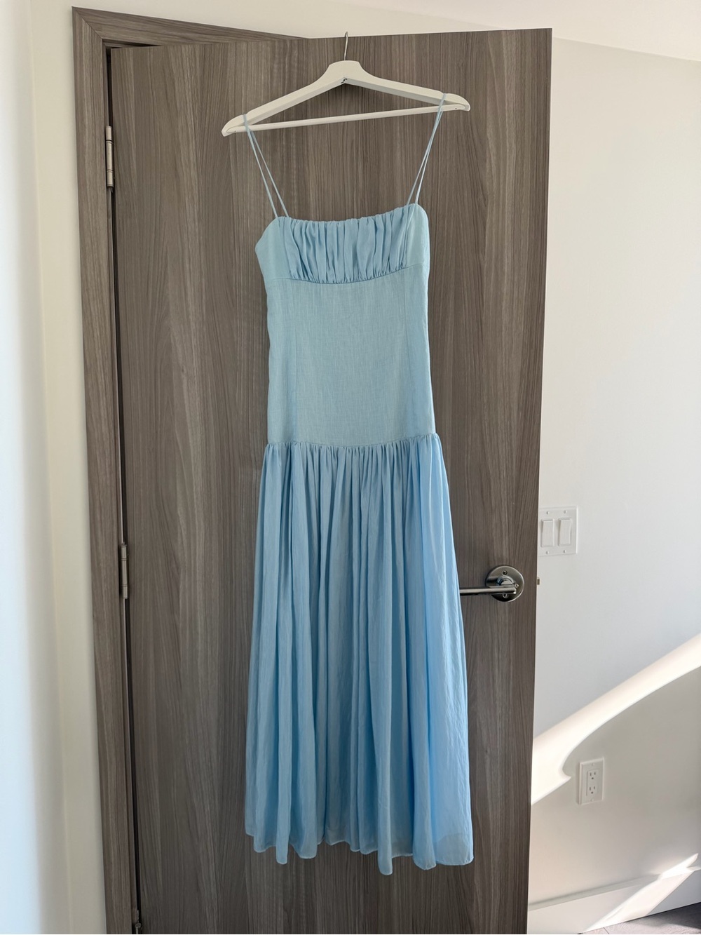 Mango Light Blue Maxi Dress with Spaghetti Straps